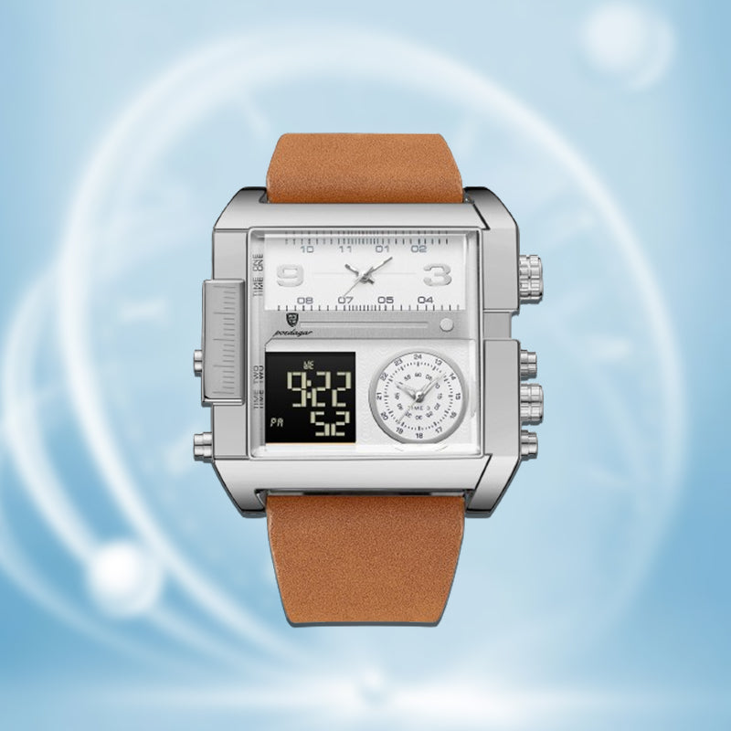 Electronic Men's Quartz Watch With Dual Display