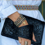 Load image into Gallery viewer, "Silver Flower Dance" Western-Style Clutch
