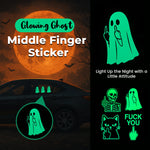 Load image into Gallery viewer, 👻 Glowing Ghost Middle Finger Sticker — Light Up the Night with a Little Attitude
