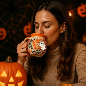 Halloween Ghost & Black Cat Mug ☕👻🐈‍⬛