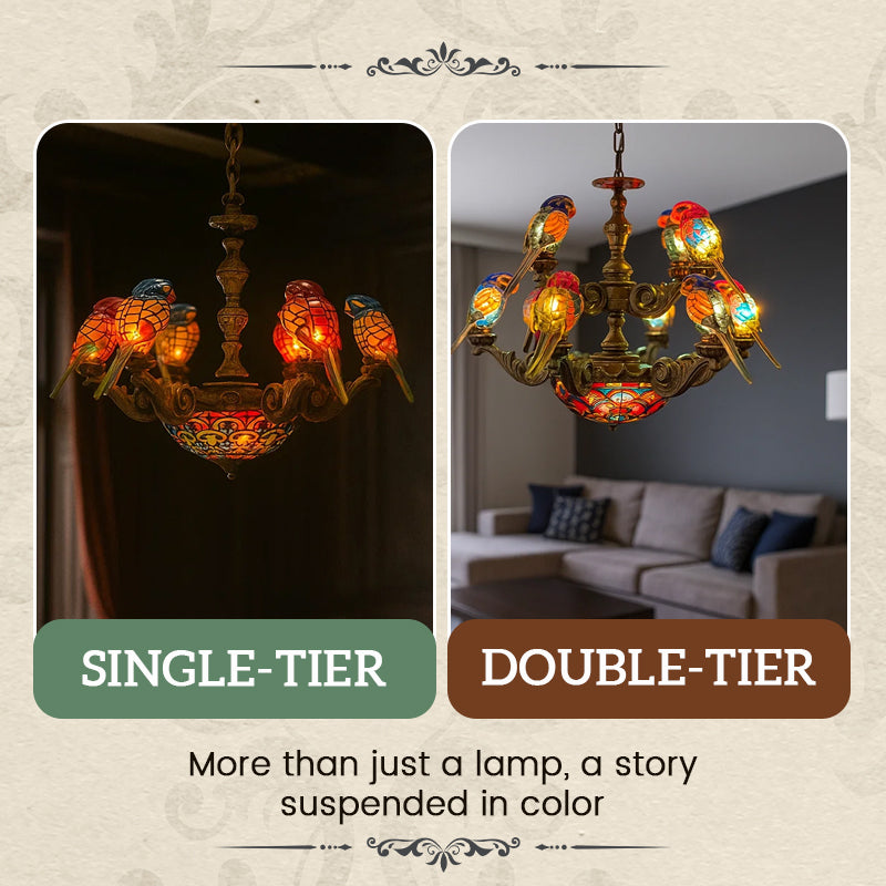 🦜 “Tropical Harmony” Parrot Chandelier — Light Up the Magic of the Tropics