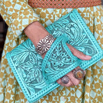 Load image into Gallery viewer, "Silver Flower Dance" Western-Style Clutch
