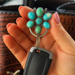 Load image into Gallery viewer, 🌼 Turquoise Bloom Bag Clip Key Holder – Find Your Keys with Flair
