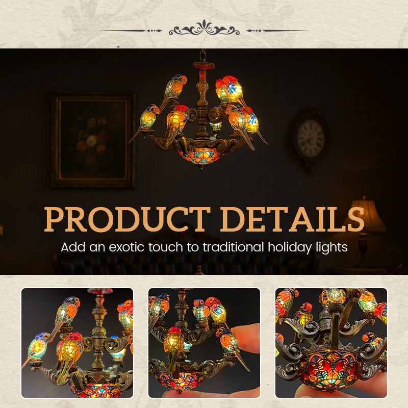 🦜 “Tropical Harmony” Parrot Chandelier — Light Up the Magic of the Tropics