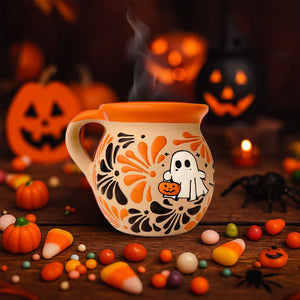 Halloween Ghost & Black Cat Mug ☕👻🐈‍⬛