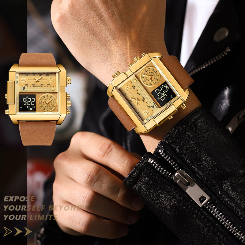 Electronic Men's Quartz Watch With Dual Display