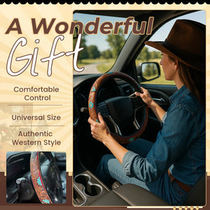 Retro Western Cowboy Car Universal Steering Wheel Cover