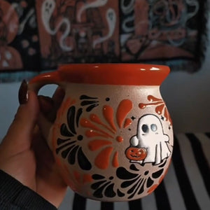 Halloween Ghost & Black Cat Mug ☕👻🐈‍⬛