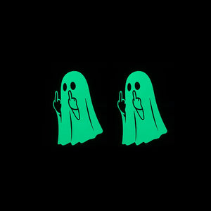 👻 Glowing Ghost Middle Finger Sticker — Light Up the Night with a Little Attitude
