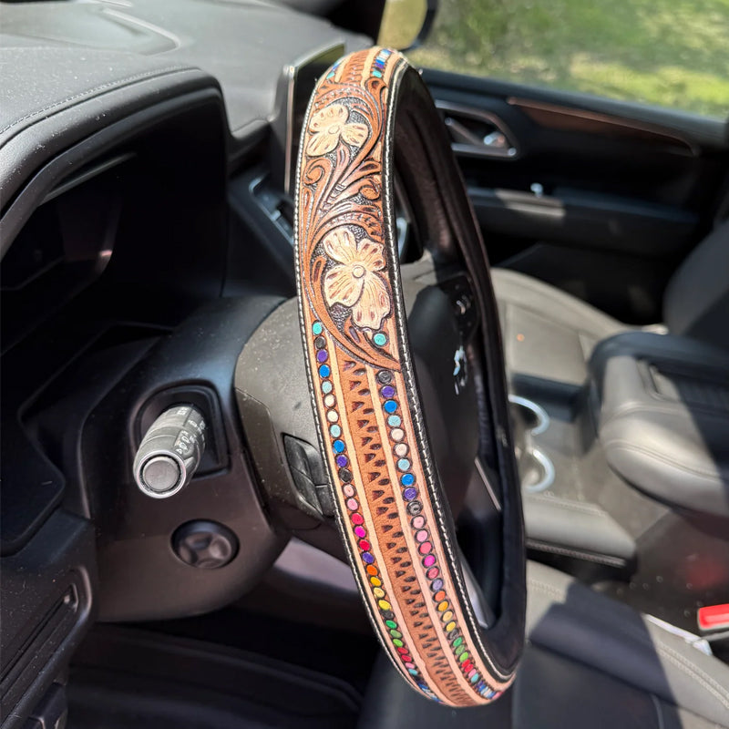 Retro Western Cowboy Car Universal Steering Wheel Cover