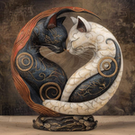 Load image into Gallery viewer, Black and White Cat Yin Yang Art Desk Decor
