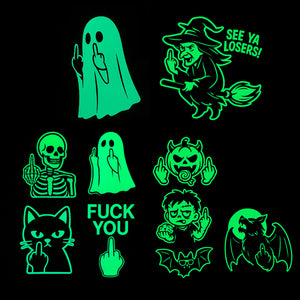👻 Glowing Ghost Middle Finger Sticker — Light Up the Night with a Little Attitude
